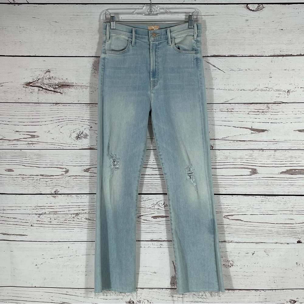 MOTHER The Hustler High Waist Ankle Fray Jeans - Not So Chill Pill - Sz - 28